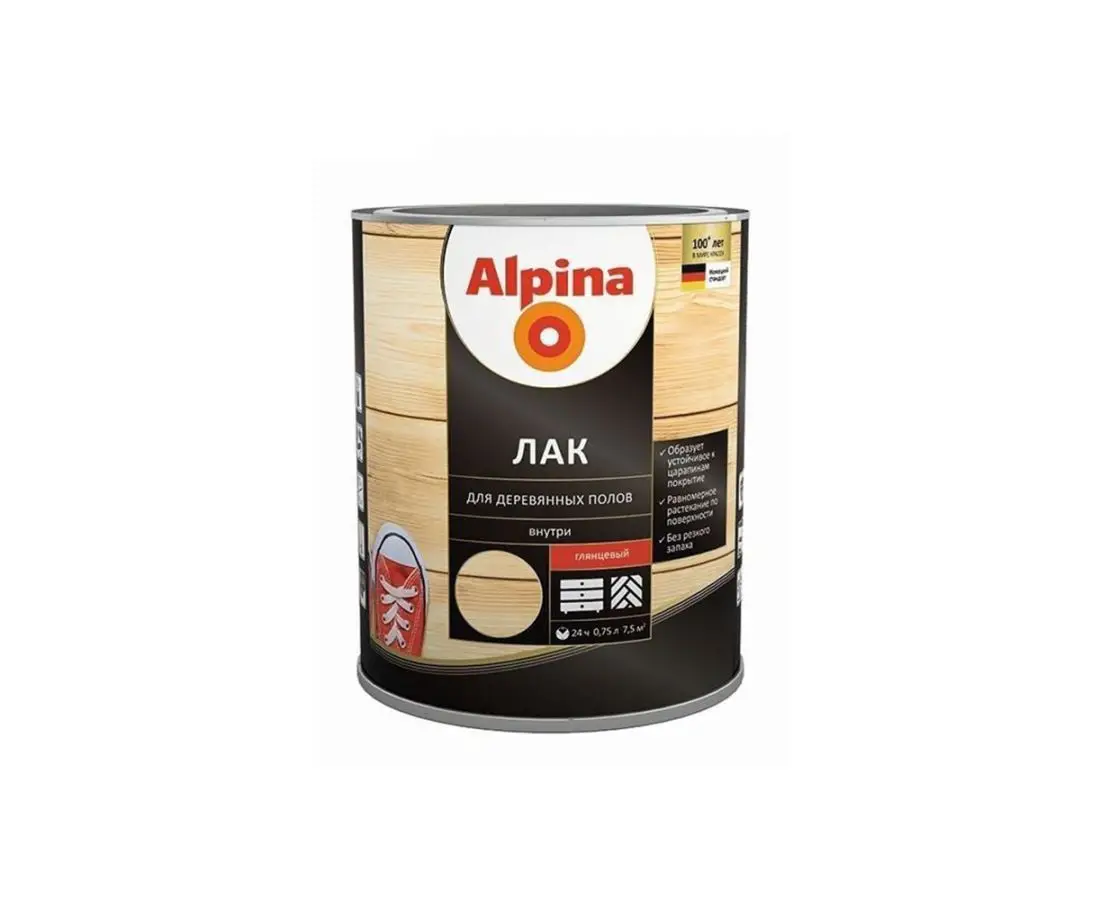პარკეტის ლაქი ნახ.გლუვი HolzBodenLack 0,75 ლტ ALPINA — ლაქი